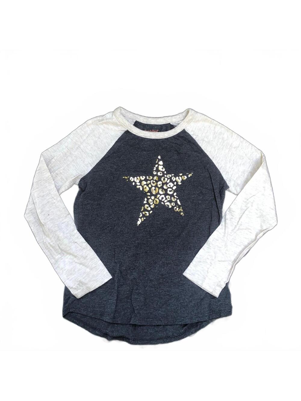 Cat & Jack Girls' Long Sleeve Raglan Shirt with Leopard Print Star